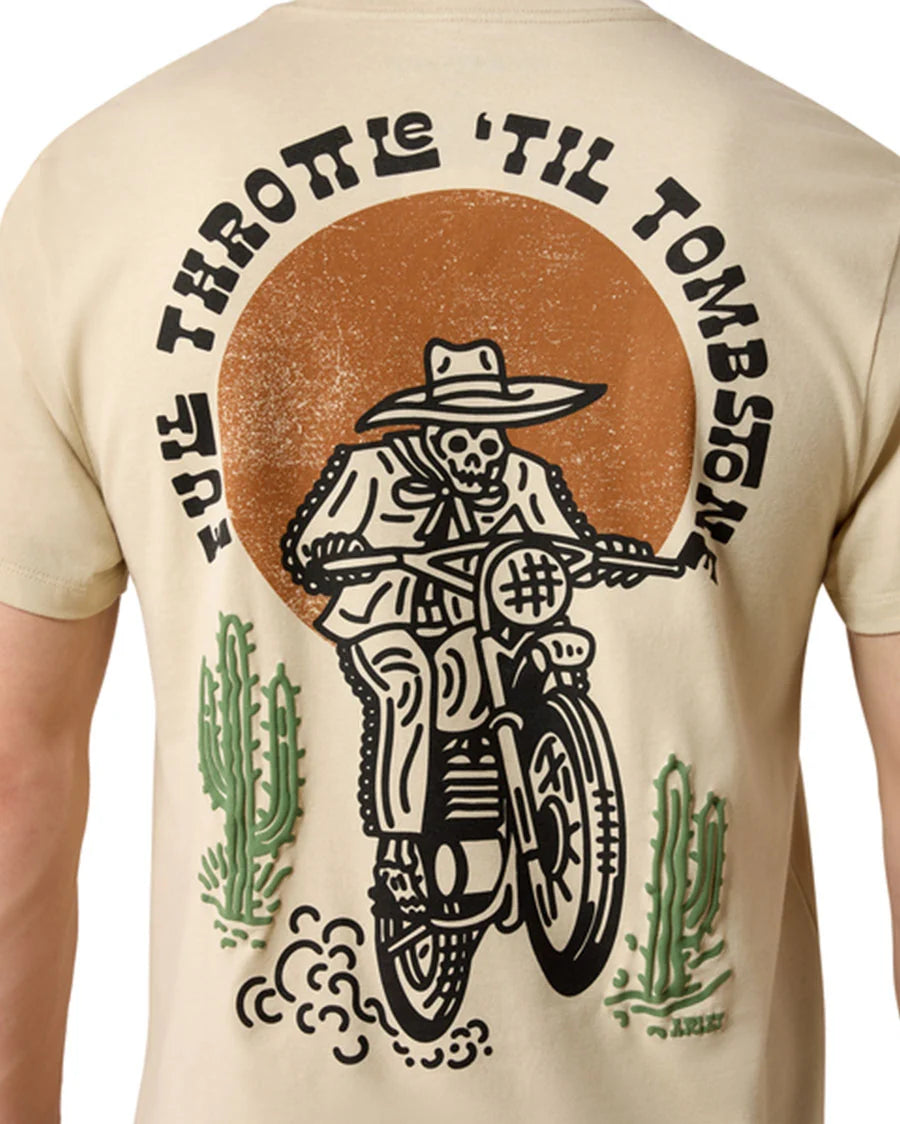 ARIAT MENS FULL THROTTLE SHORT SLEEVE TSHIRT - NATURAL