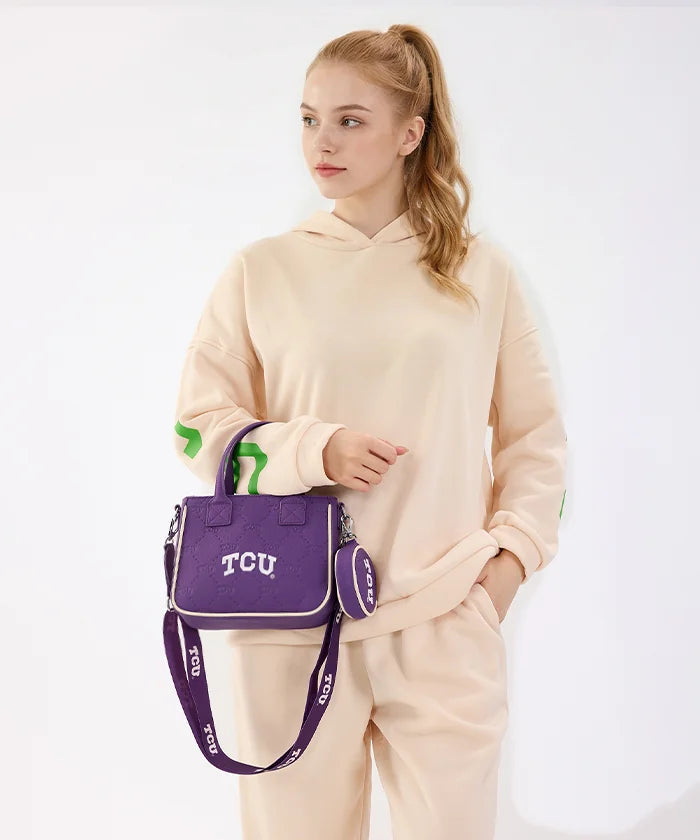 MONTANA WEST LICENSED TCU HORNED FROGS TOTE/CROSSBODY BAG - PURPLE