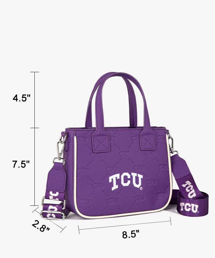 MONTANA WEST LICENSED TCU HORNED FROGS TOTE/CROSSBODY BAG - PURPLE