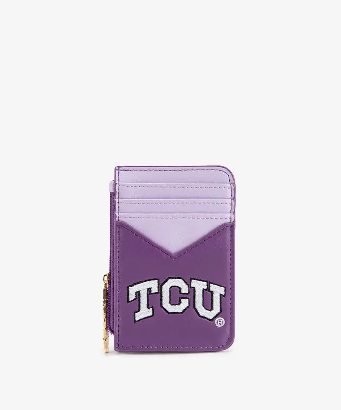 MONTANA WEST LICENSED TCU HORNED FROGS ZIP CARD CASE - PURPLE