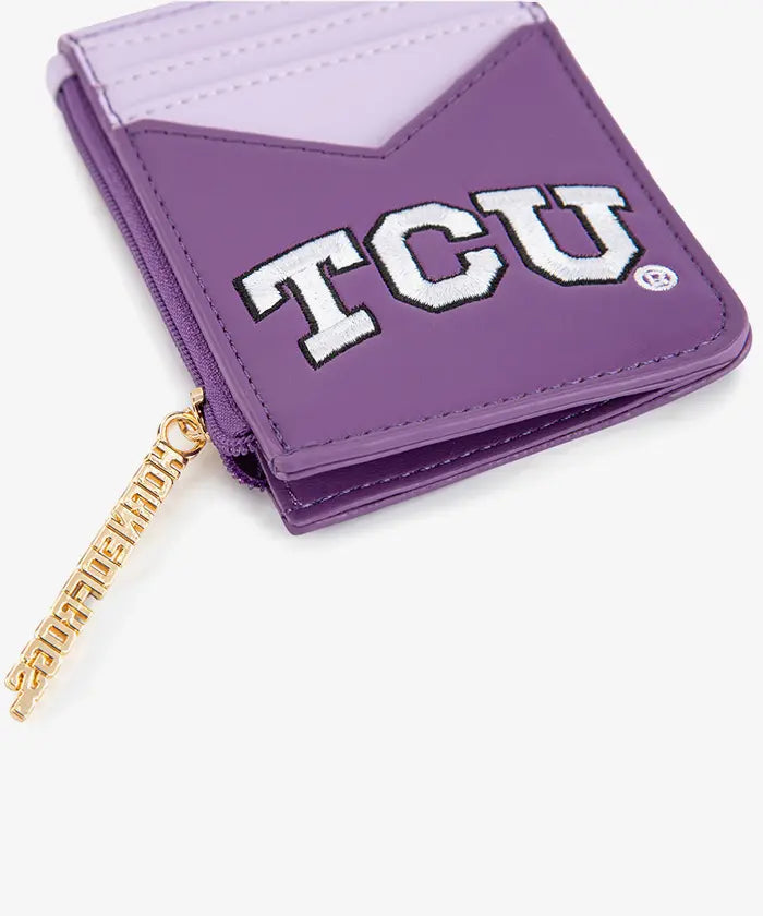 MONTANA WEST LICENSED TCU HORNED FROGS ZIP CARD CASE - PURPLE