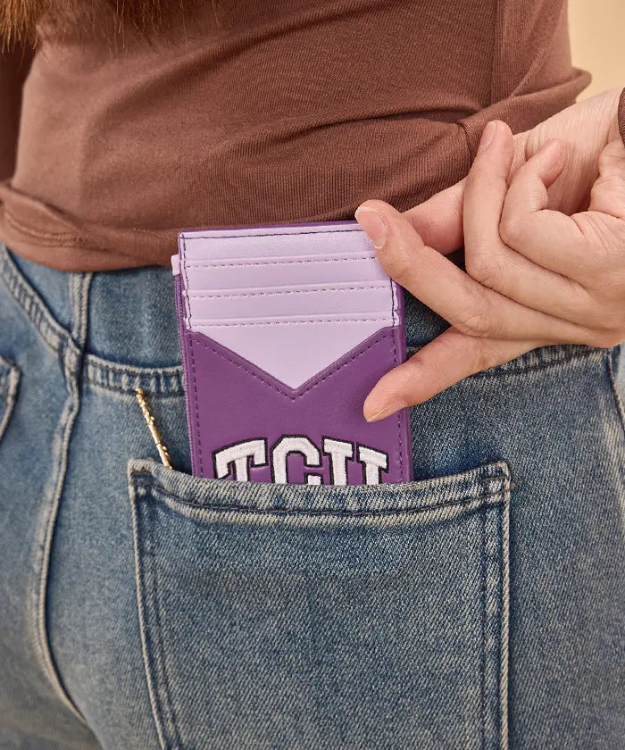 MONTANA WEST LICENSED TCU HORNED FROGS ZIP CARD CASE - PURPLE