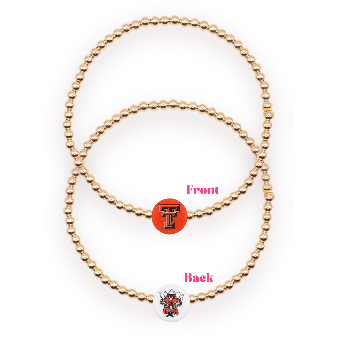 Beaded Blondes Texas Tech Logo Flip 6.75" Bracelet on Gold