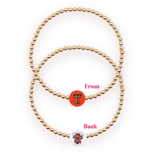 Beaded Blondes Texas Tech Logo Flip 6.75" Bracelet on Gold