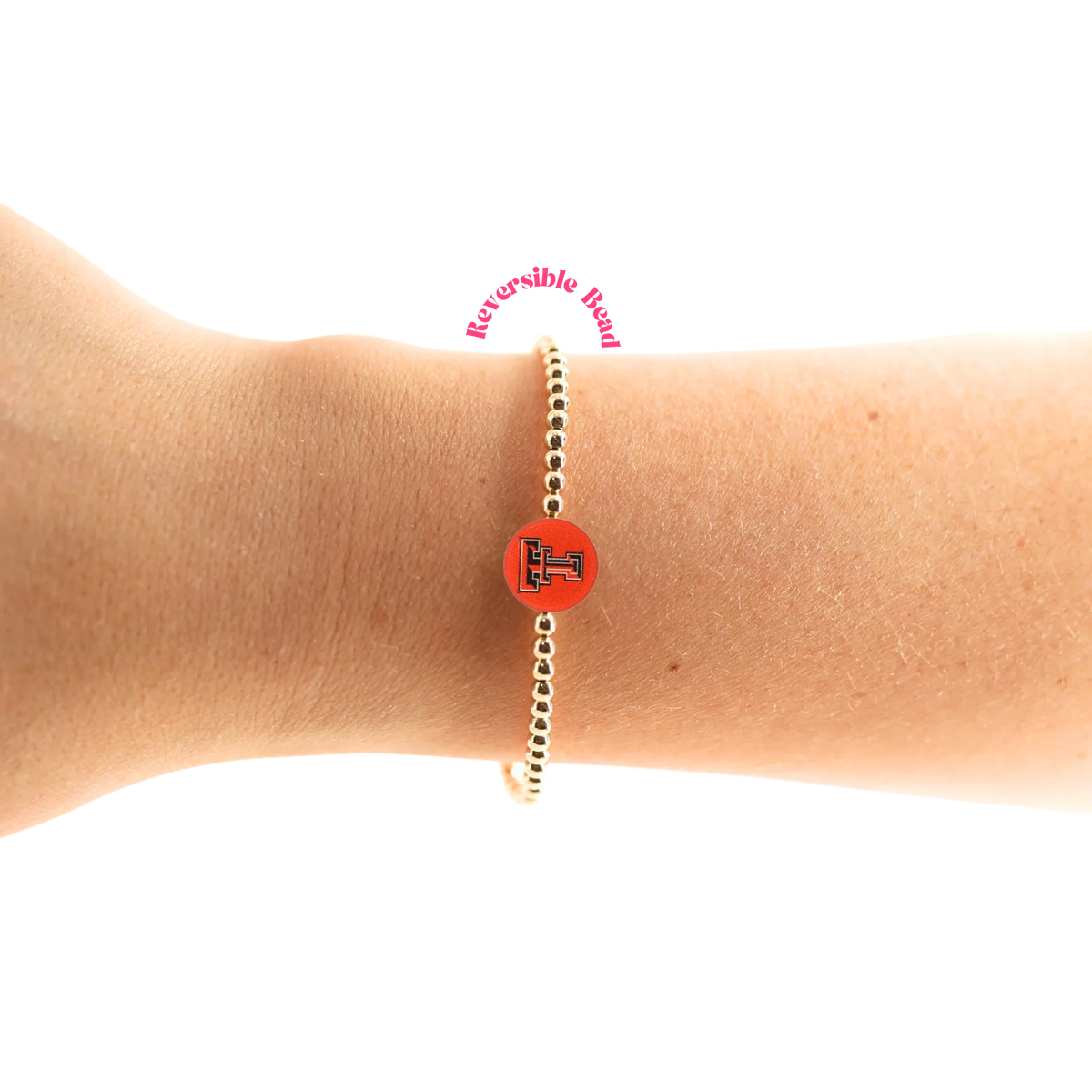 Beaded Blondes Texas Tech Logo Flip 6.75" Bracelet on Gold