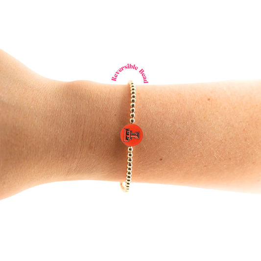 Beaded Blondes Texas Tech Logo Flip 6.75" Bracelet on Gold
