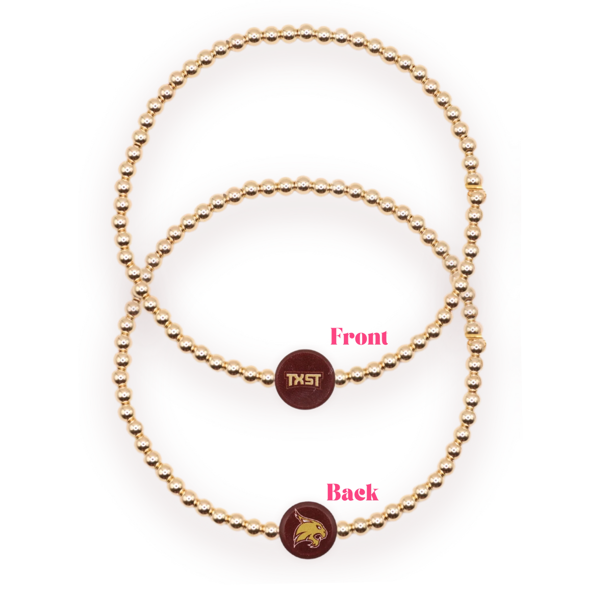 Beaded Blondes Texas State Logo Flip 6.75" Bracelet On Gold