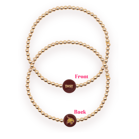 Beaded Blondes Texas State Logo Flip 6.75" Bracelet On Gold