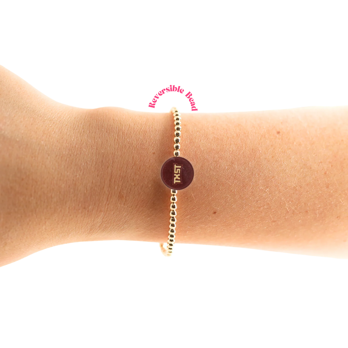 Beaded Blondes Texas State Logo Flip 6.75" Bracelet On Gold