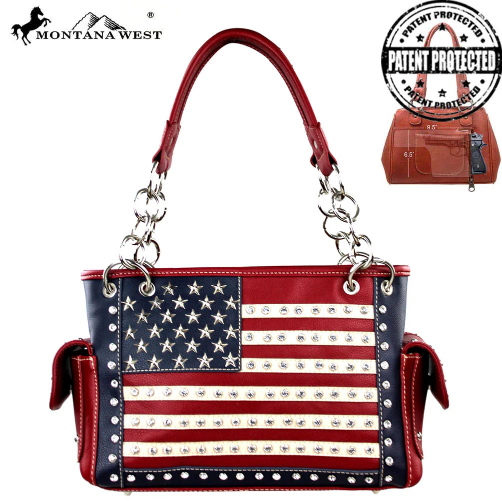 Montana West American Pride Concealed Handgun Collection Satchel - RED