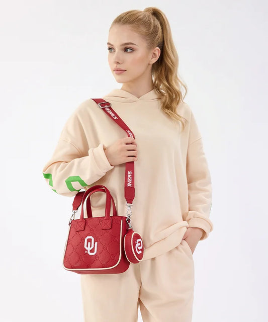 MONTANA WEST OKLAHOMA SOONERS TOTE BAG WITH COIN POUCH