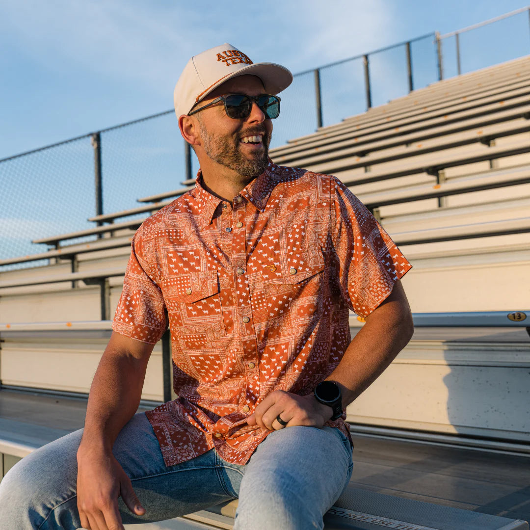 Burlebo Performance Western Shirt - Texas Paisley - Orange
