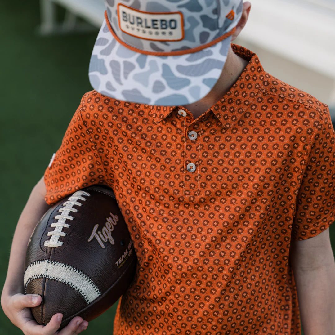 Burlebo Youth Performance Polo - Vintage Helmets - Orange