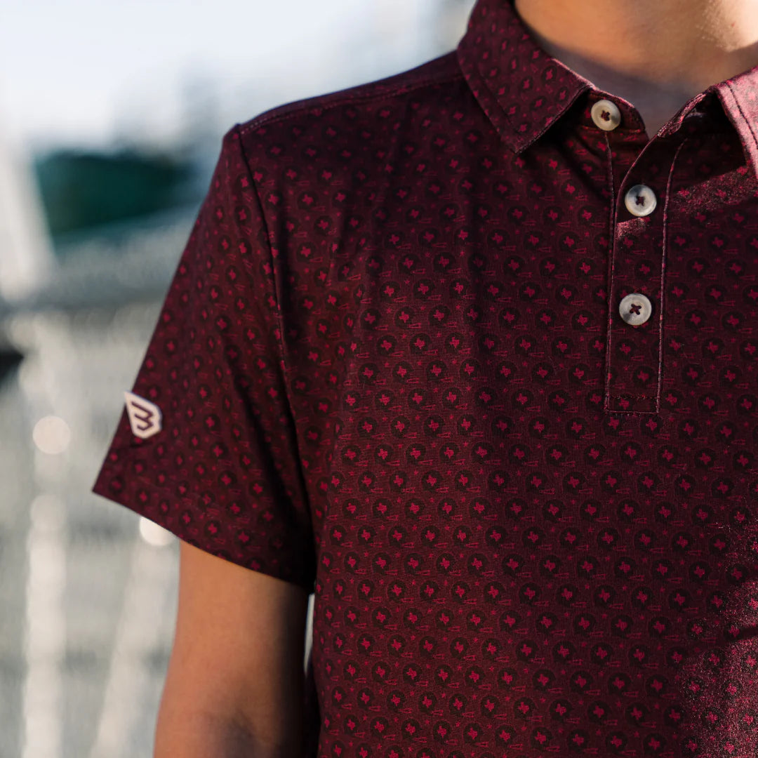Burlebo Youth Performance Polo - Vintage Helmets - Maroon