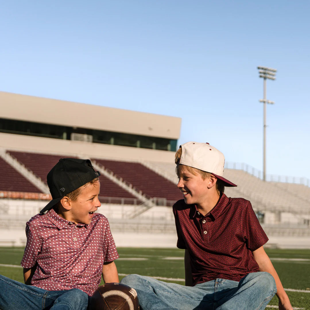 Burlebo Youth Performance Polo - Vintage Helmets - Maroon