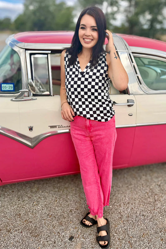OUTLAW CROP JEANS - PINK