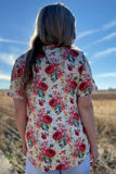 PORCELAIN PETALS V-NECK TOP