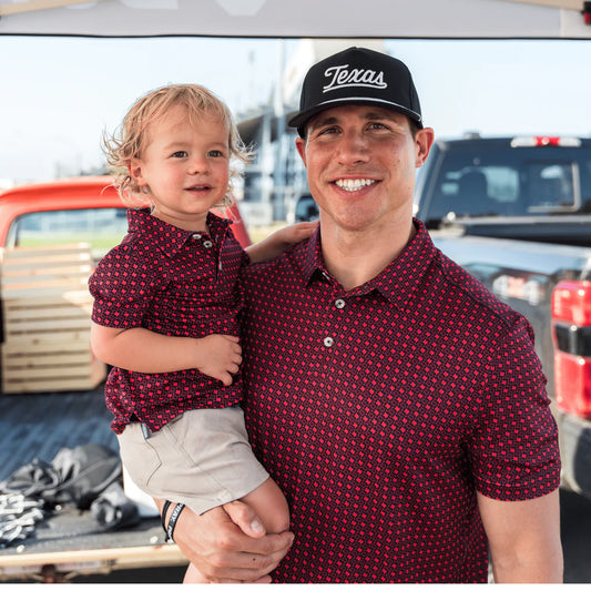 Burlebo Youth PERFORMANCE POLO TEXAS BLACK & RED