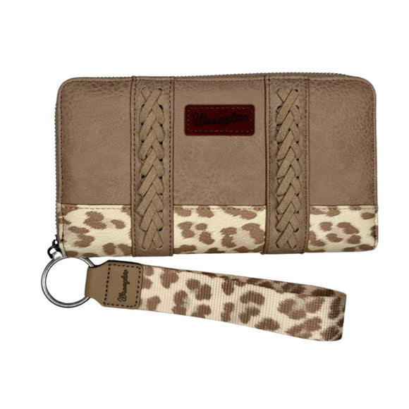Wrangler Leopard Print Whipstitch Wallet - Tan & Leopard