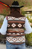 MULTI AZTEC PRINTED QUILTED REVERSIBLE WESTERN YOKE VEST