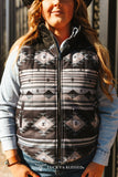 BLACK AZTEC PRINTED QUILTED REVERSIBLE WESTERN YOKE VEST