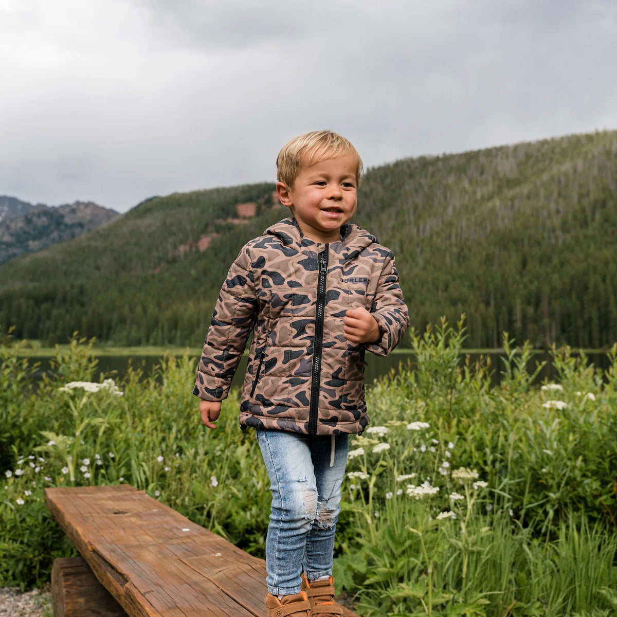 BURLEBO YOUTH PUFFER JACKET - GAUGE CAMO