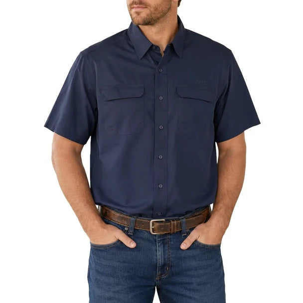ARIAT MENS VENTTEK OUTBOUND SHORT SLEEVE SHIRT - NAVY