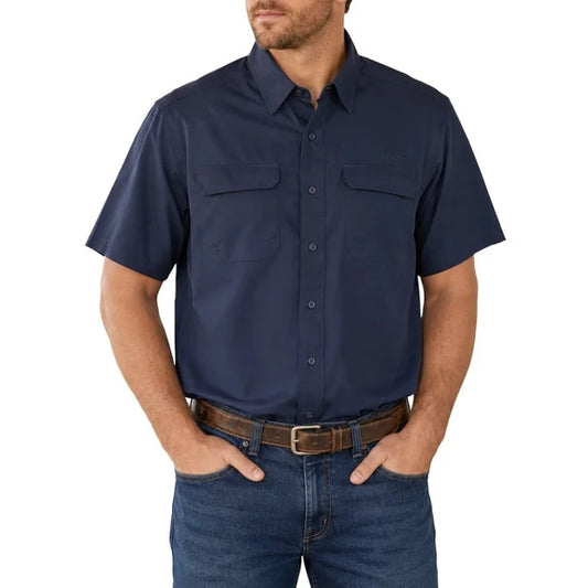 ARIAT MENS VENTTEK OUTBOUND SHORT SLEEVE SHIRT - NAVY