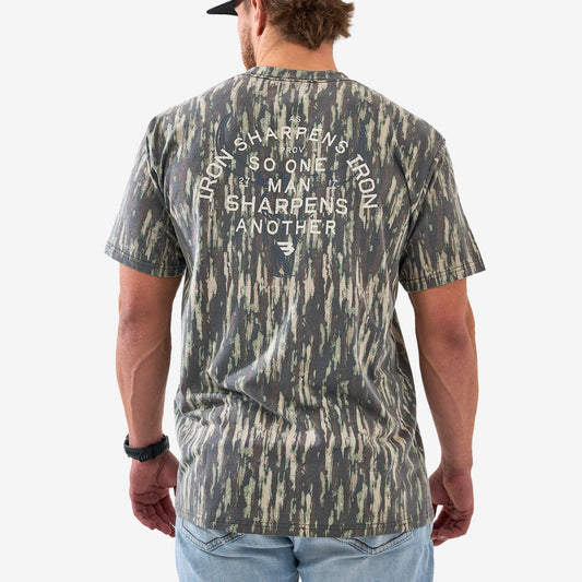 BURLEBO VINTAGE WASHED GRAPHIC TEE - PROVERBS 27:17 - MIDLAND CAMO