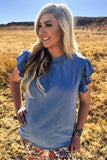 BABYDOLL TOP DENIM - LIGHT WASH