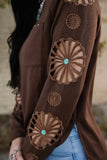 THE WAGON WHEEL LONG SLEEVE TOP - CHOCOLATE