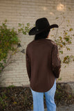 THE WAGON WHEEL LONG SLEEVE TOP - CHOCOLATE