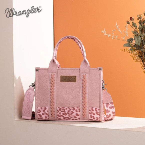 Wrangler Leopard Print Concealed Carry Tote/Crossbody - Leopard & Pink
