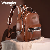 Wrangler Cow Print Backpack With Coin Pouch - Brown