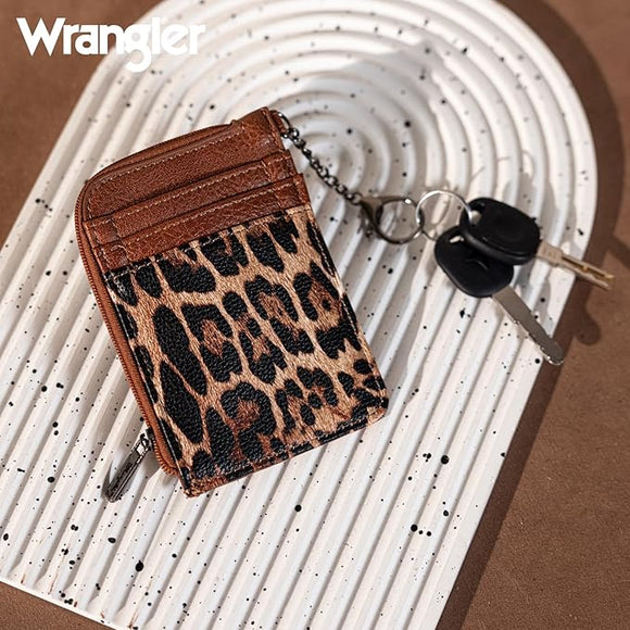 Wrangler Leopard Print Mini Zip Card Case - Leopard