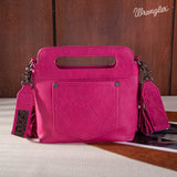 WRANGLER TOP HANDLE EMBROIDERED FRINGE MINI TOTE CROSSBODY - HOT PINK