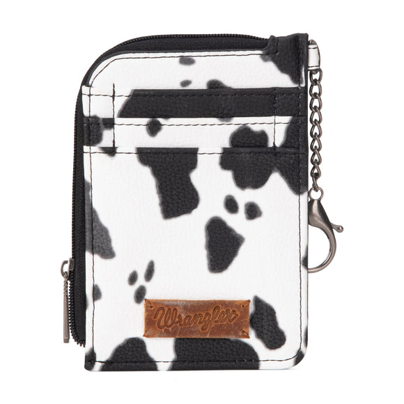 Wrangler Cow Print Print Mini Zip Card Case - Black