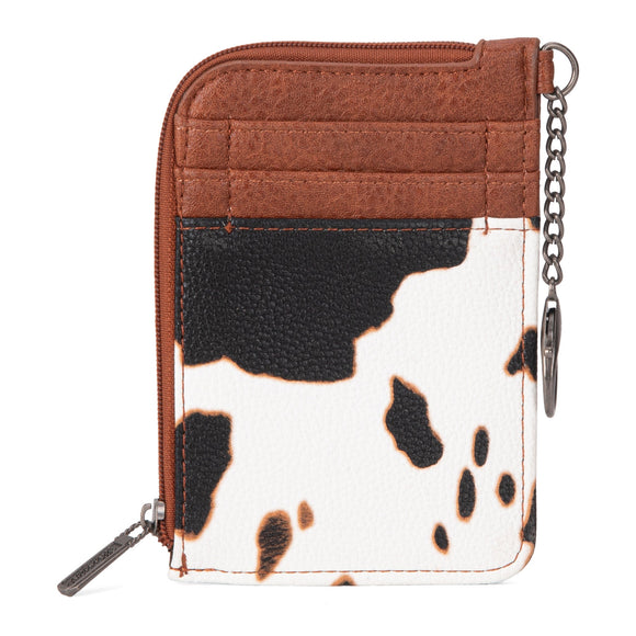 Wrangler Cow Print Print Mini Zip Card Case - Brown