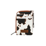 Wrangler Cow Print Print Mini Zip Card Case - Brown