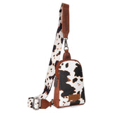 Wrangler Cow Print Crossbody Sling Chest Bag - Brown