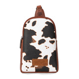 Wrangler Cow Print Crossbody Sling Chest Bag - Brown