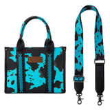 Wrangler Cow Print Concealed Carry Tote/Crossbody - Turquoise