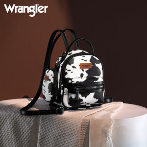 Wrangler Cow Print Mini Backpack With Coin Pouch - Black