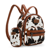 Wrangler Cow Print Mini Backpack With Coin Pouch - Brown