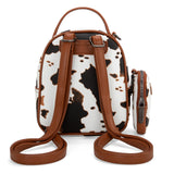 Wrangler Cow Print Mini Backpack With Coin Pouch - Brown