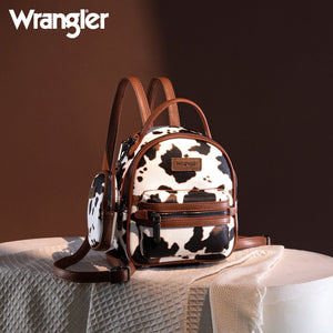 Wrangler Cow Print Mini Backpack With Coin Pouch - Brown