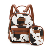 Wrangler Cow Print Mini Backpack With Coin Pouch - Brown