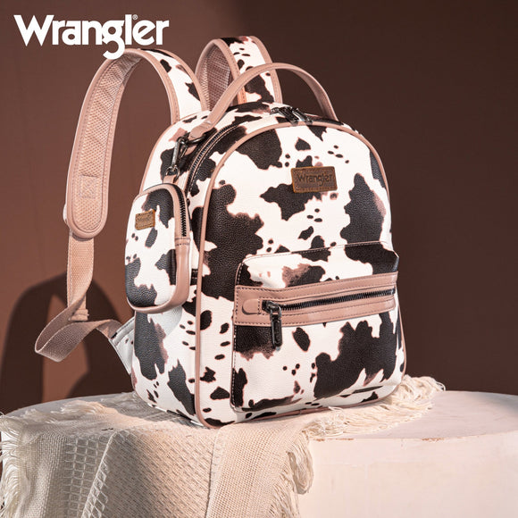 Wrangler Cow Print Backpack With Coin Pouch - Pink