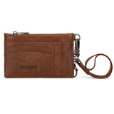 Wrangler Solid Color Key Chain Wristlet Card Wallet - Brown