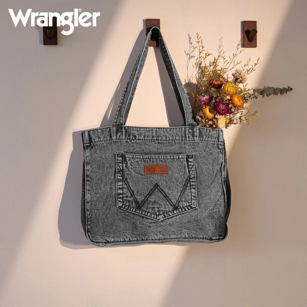 Wrangler Stitch Denim Tote Bag - Black